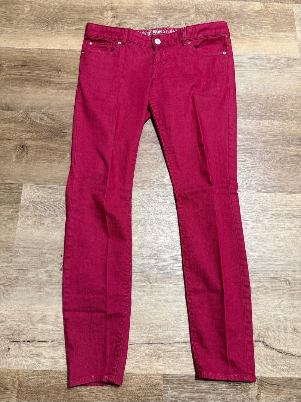Express Ultra low rise Skinny Jeans in Red
